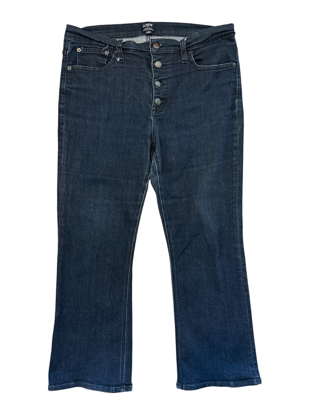 J.Crew High-Rise Crop Flare Women’s Size 31 Dark Wash Button Fly Stretch Denim